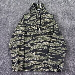 Independent Trading Co Hoodie Mens 3XL Green Camo Fleece Pullover War Crime